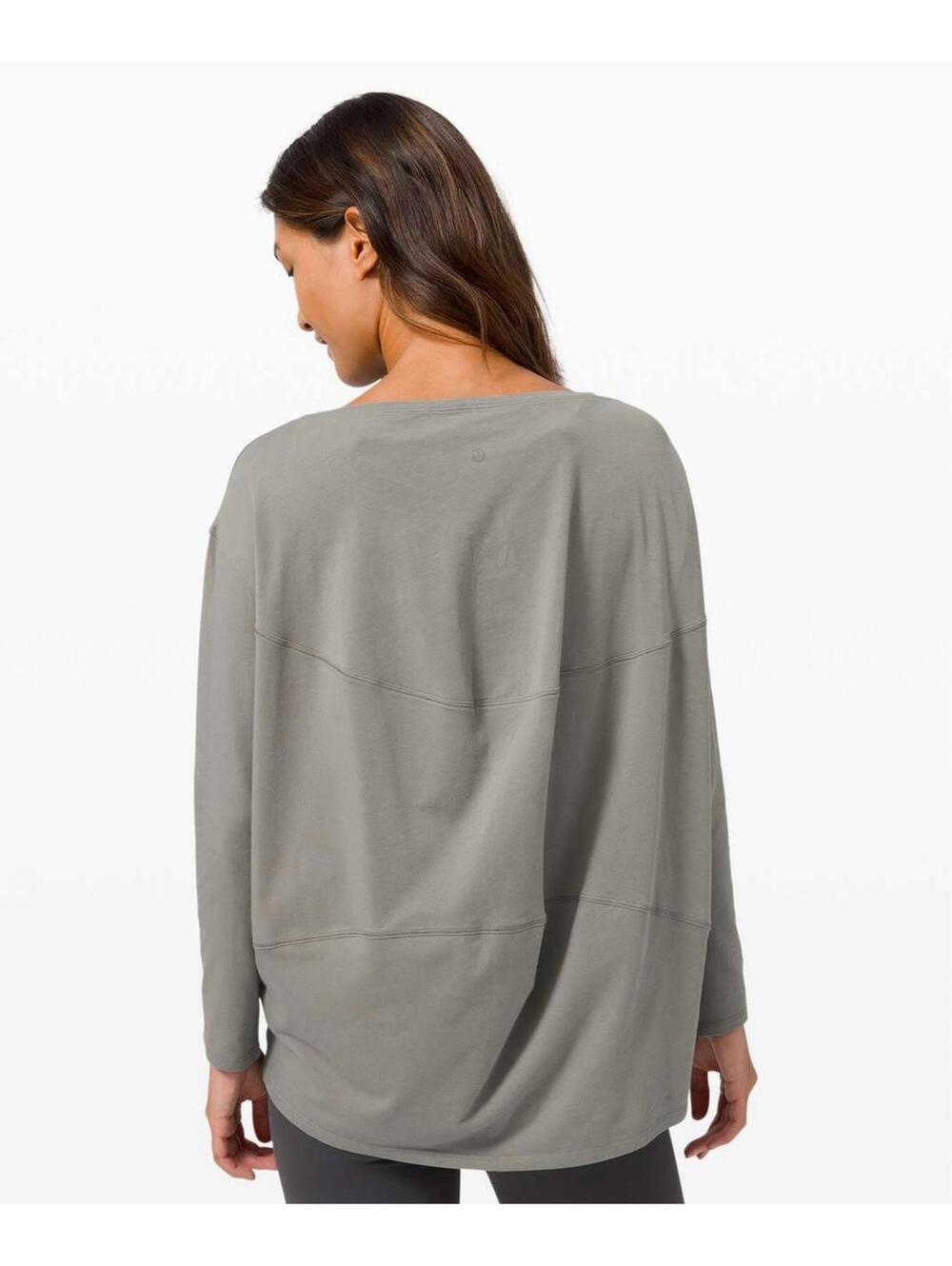 Lululemon Women’s Sz 6 Back In Action Grey Sage Long Sleeve Top Shirt Oversized